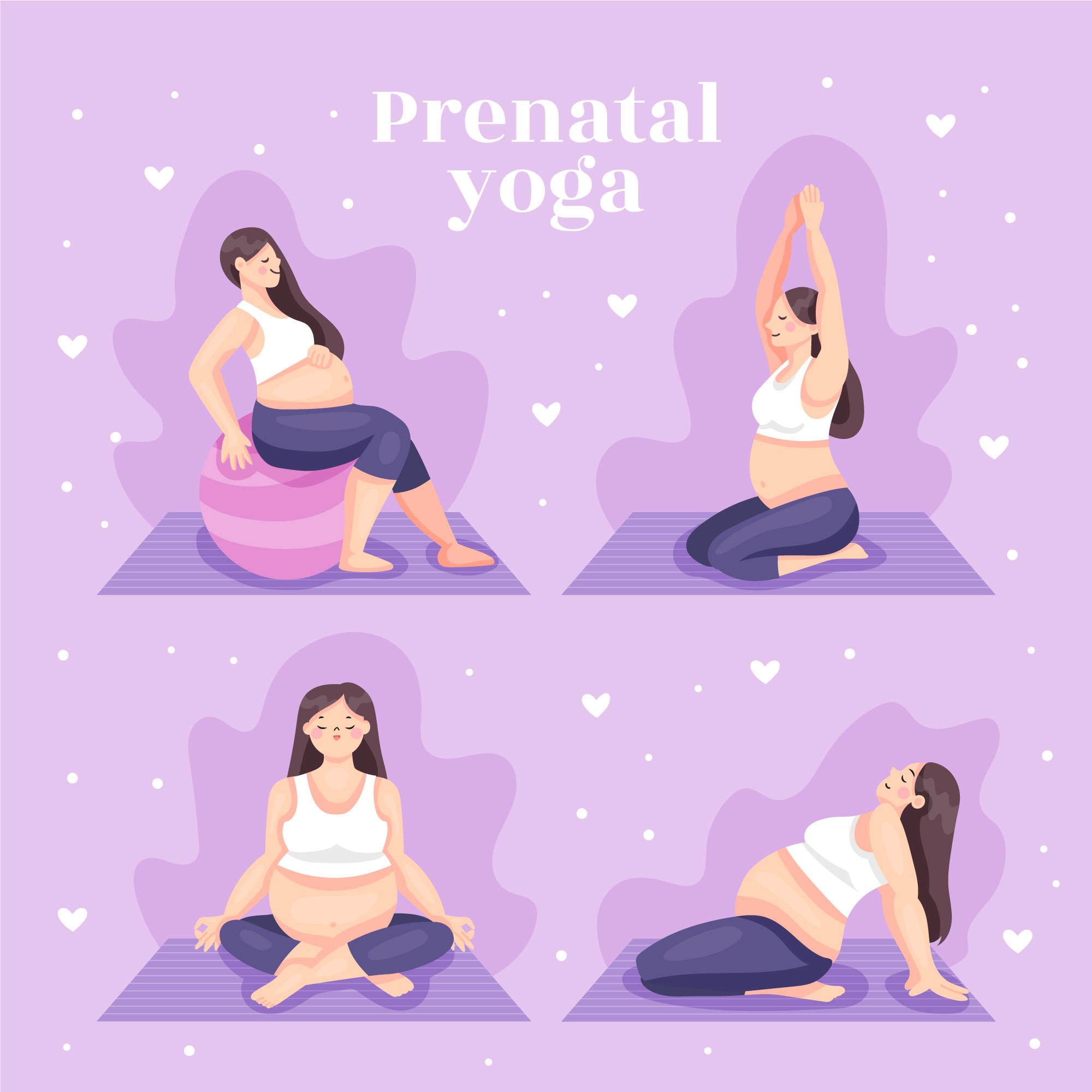 Pregnancy Yoga Couple. Happy Future Parents Different Asana Poses, Healthy  Family Stretch and Meditation Exercise Stock Vector - Illustration of  meditating, child: 229158219